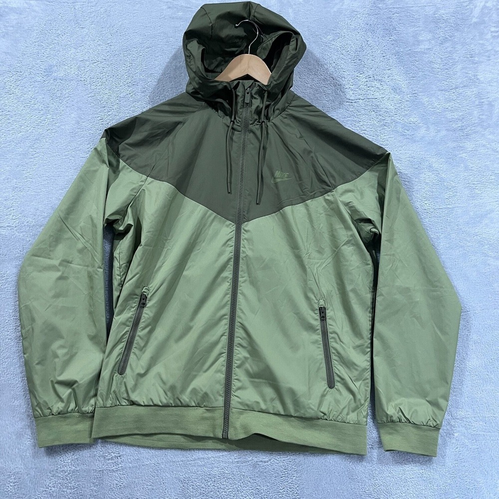 Nike Windrunner Windbreaker‎ Jacket Men's Medium Hoodie Zip Green 727324-334